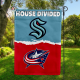 Kraken vs Blue Jackets House Divided Flag, NHL House Divided Flag
